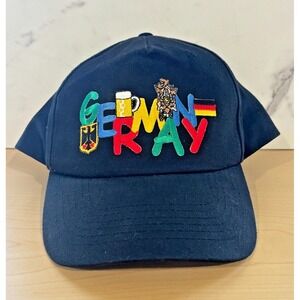 Vintage Germany Embroidered Black Strapback Hat Beer Crest Flag Oktoberfest Cap